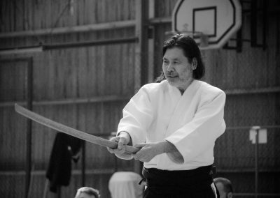 Sugano-sensei met boken, Global Inner Aikido School, Maredsous, België